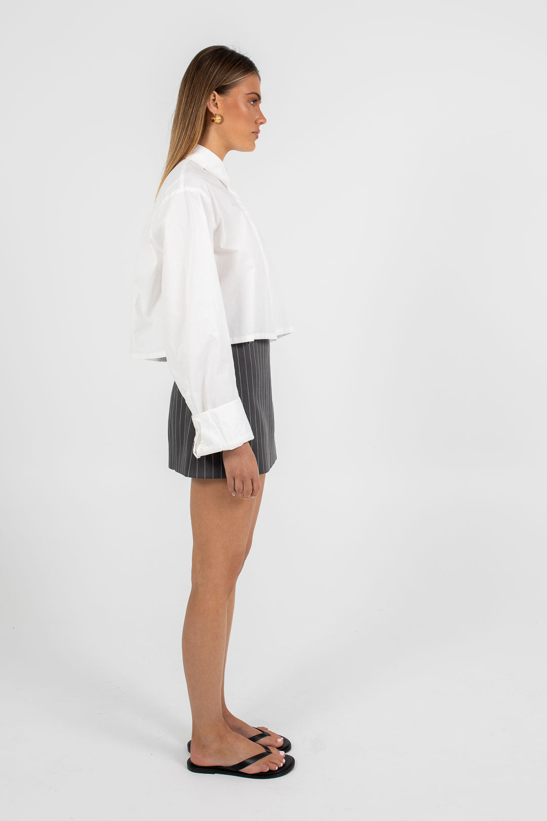 Jolie Mini Skirt - Charcoal Grey Pinstripe