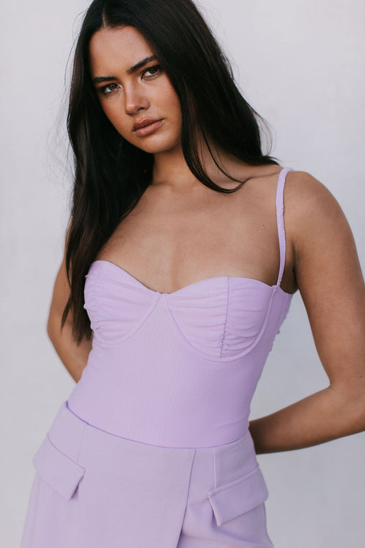 Pip Bodysuit - Pastel Lilac Mesh