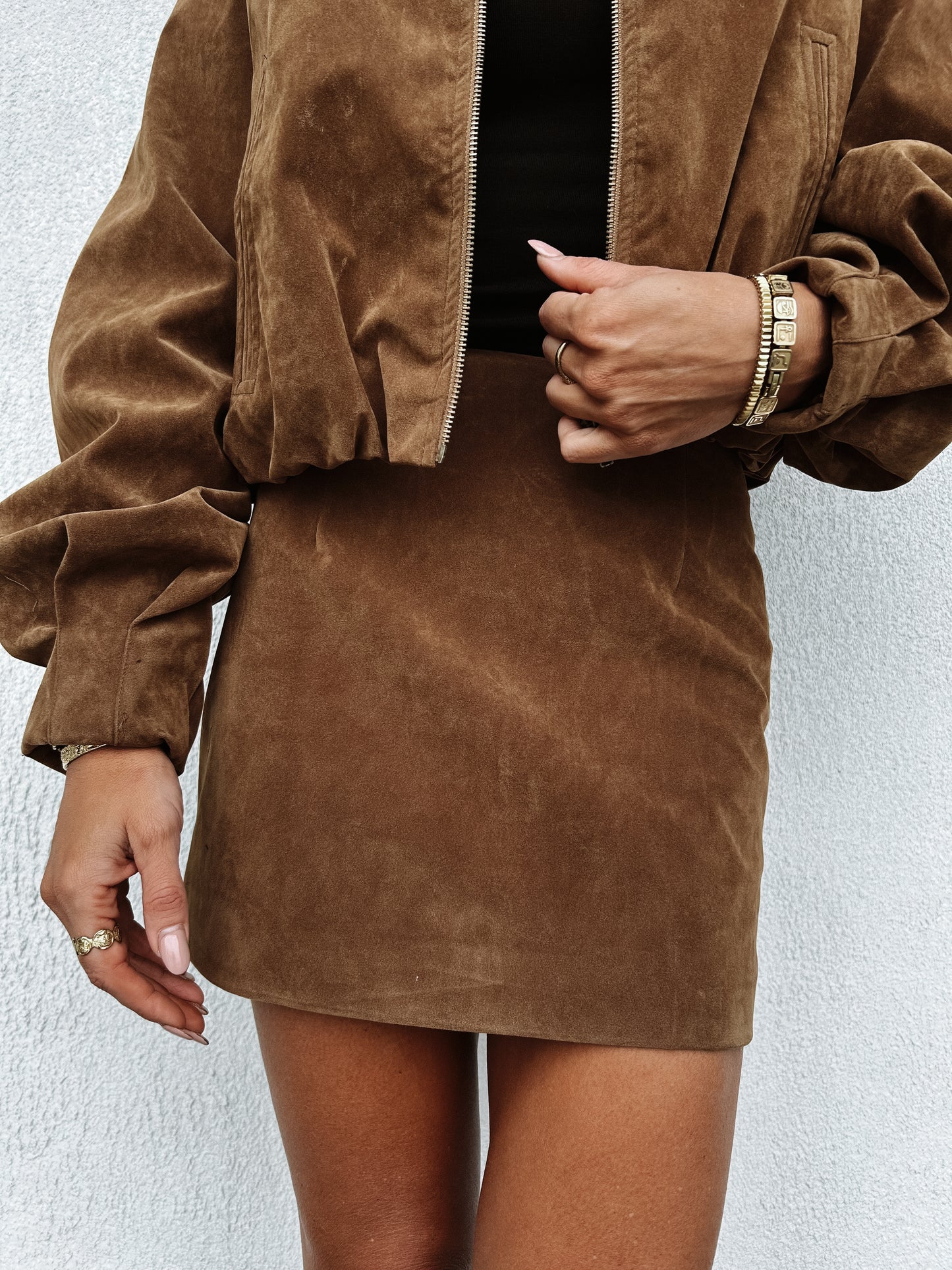 Gina Skirt - Tan Suede Look
