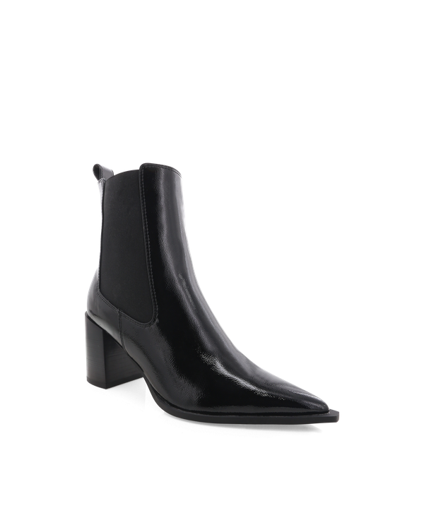 Stephanie Ankle Boots - Black Crinkle Patent