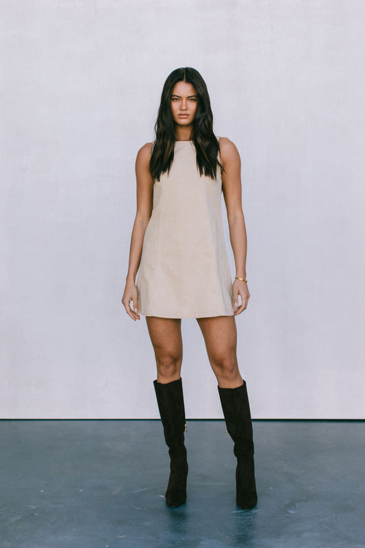 Blaire Mini Denim Dress - Sand