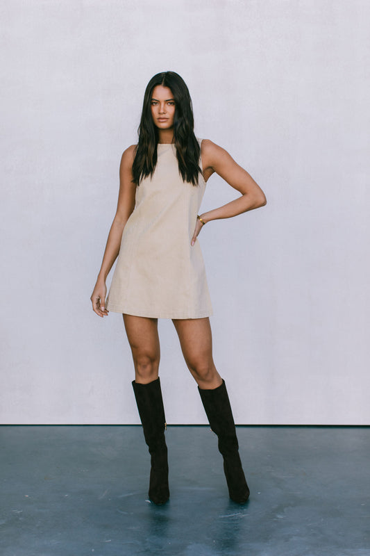 Blaire Mini Denim Dress - Sand