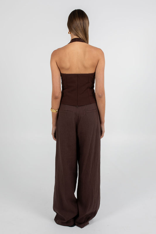 Rilee Halterneck Top - Chocolate