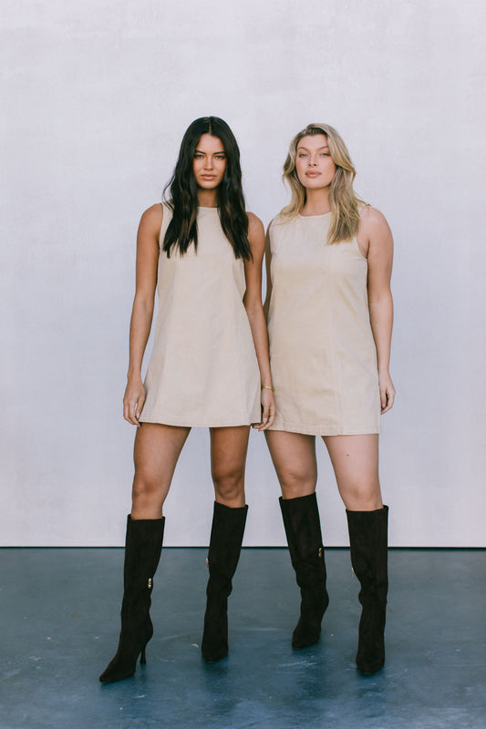 Blaire Mini Denim Dress - Sand
