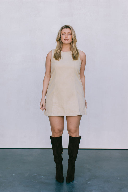 Blaire Mini Denim Dress - Sand
