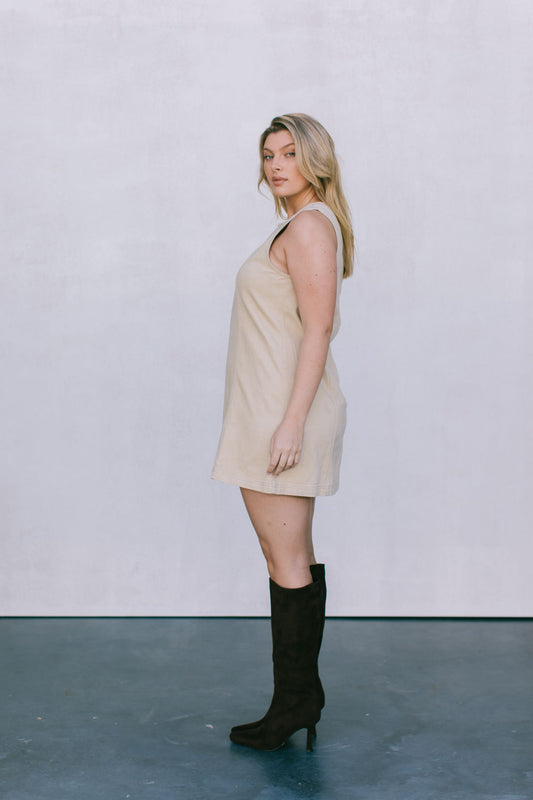 Blaire Mini Denim Dress - Sand