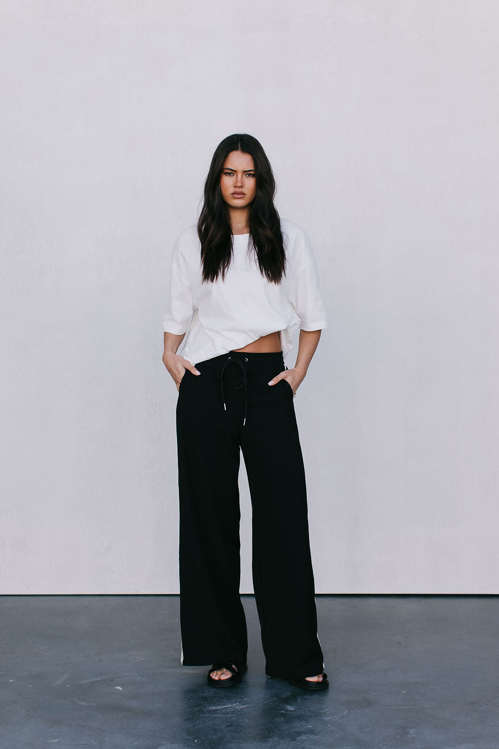 Fiah Relaxed Pants - Black/Cream Stripe