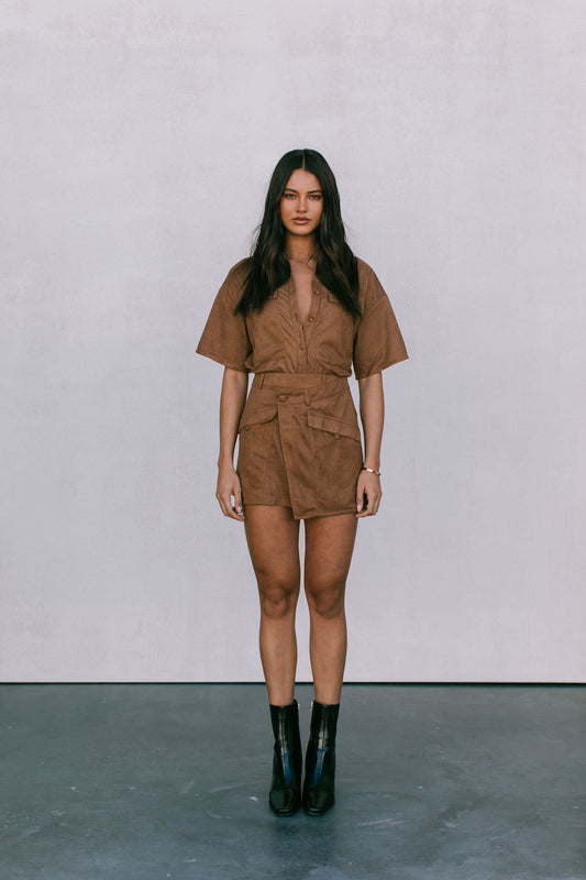 Gabe Set - Tan Suede Look