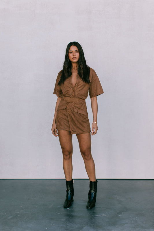 Gabe Set - Tan Suede Look