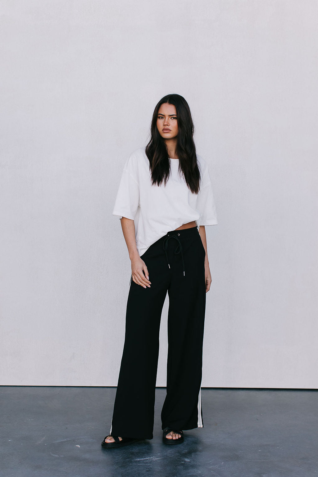 Fiah Relaxed Pants - Black/Cream Stripe