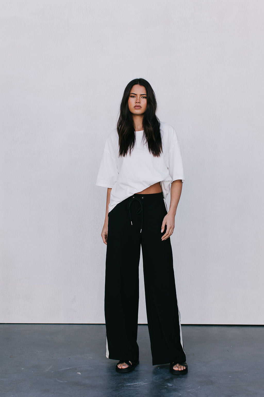 Fiah Relaxed Pants - Black/Cream Stripe