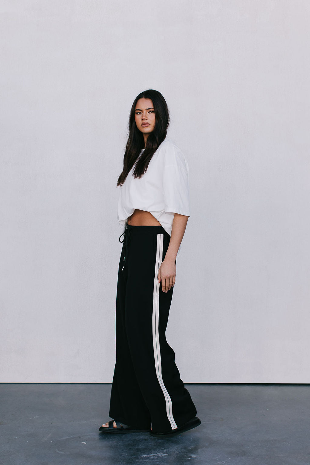 Fiah Relaxed Pants - Black/Cream Stripe