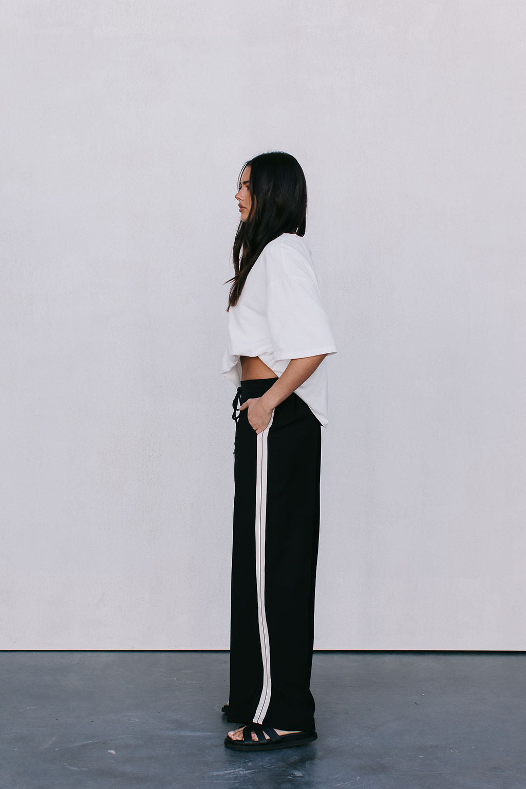 Fiah Relaxed Pants - Black/Cream Stripe