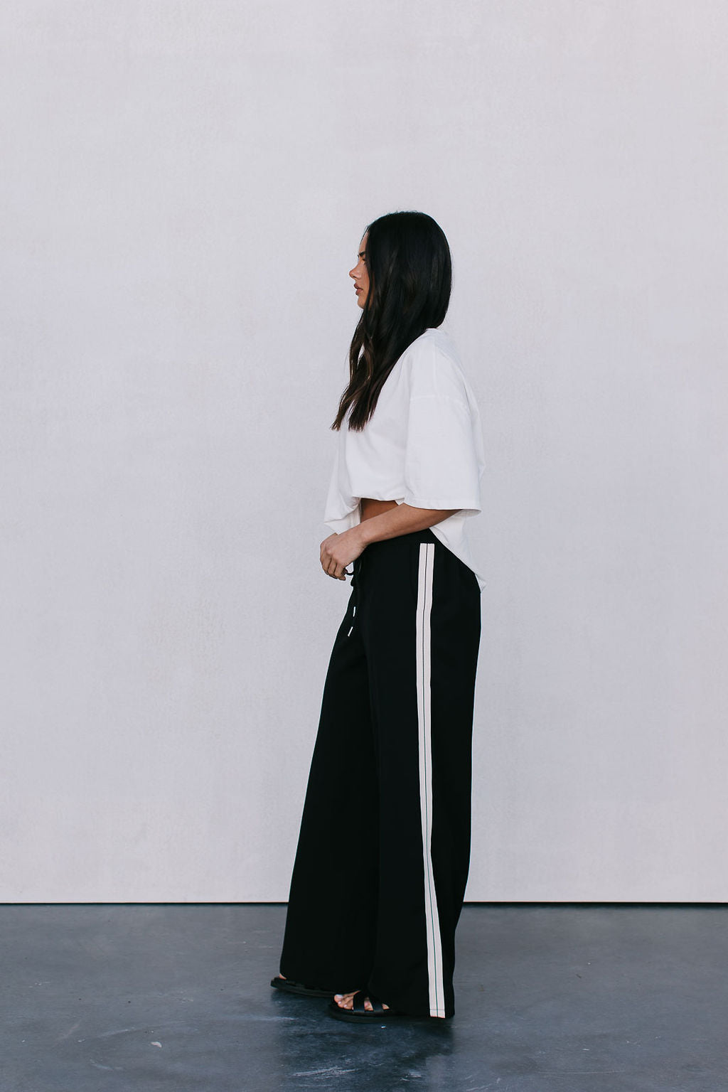Fiah Relaxed Pants - Black/Cream Stripe
