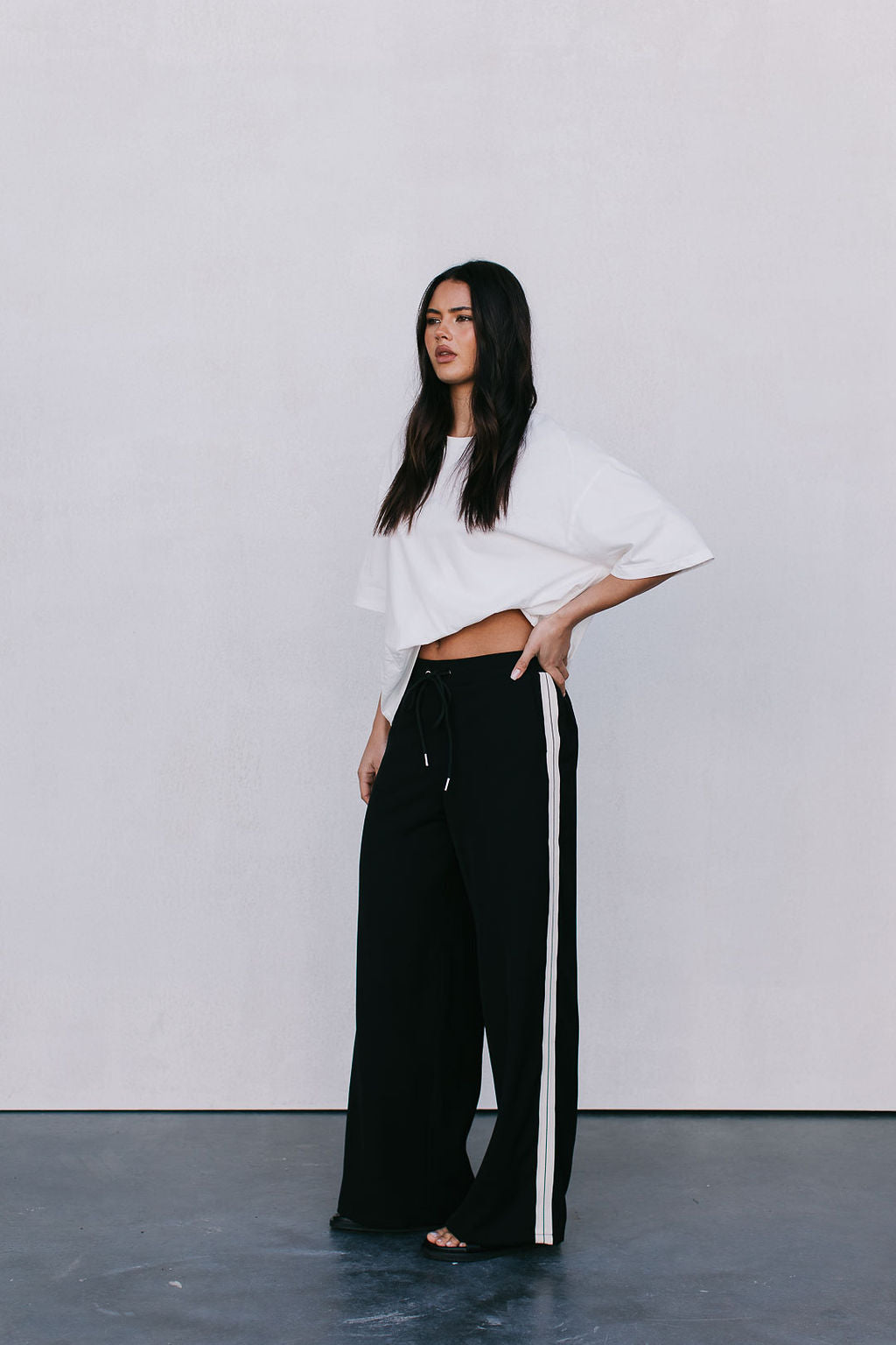 Fiah Relaxed Pants - Black/Cream Stripe