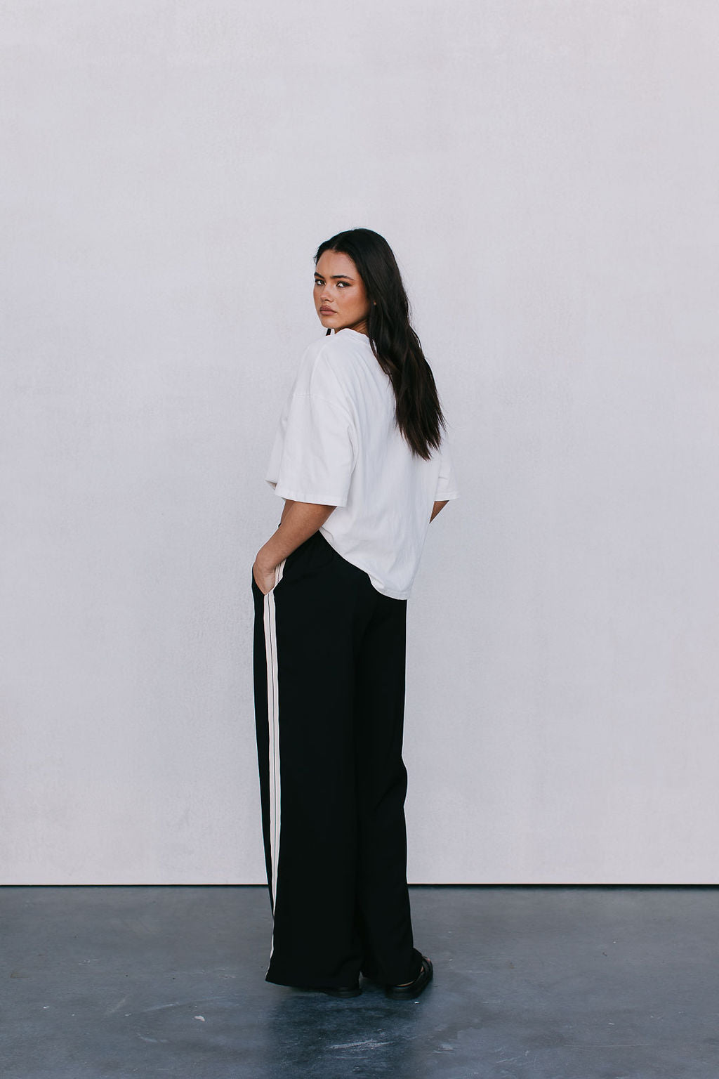 Fiah Relaxed Pants - Black/Cream Stripe