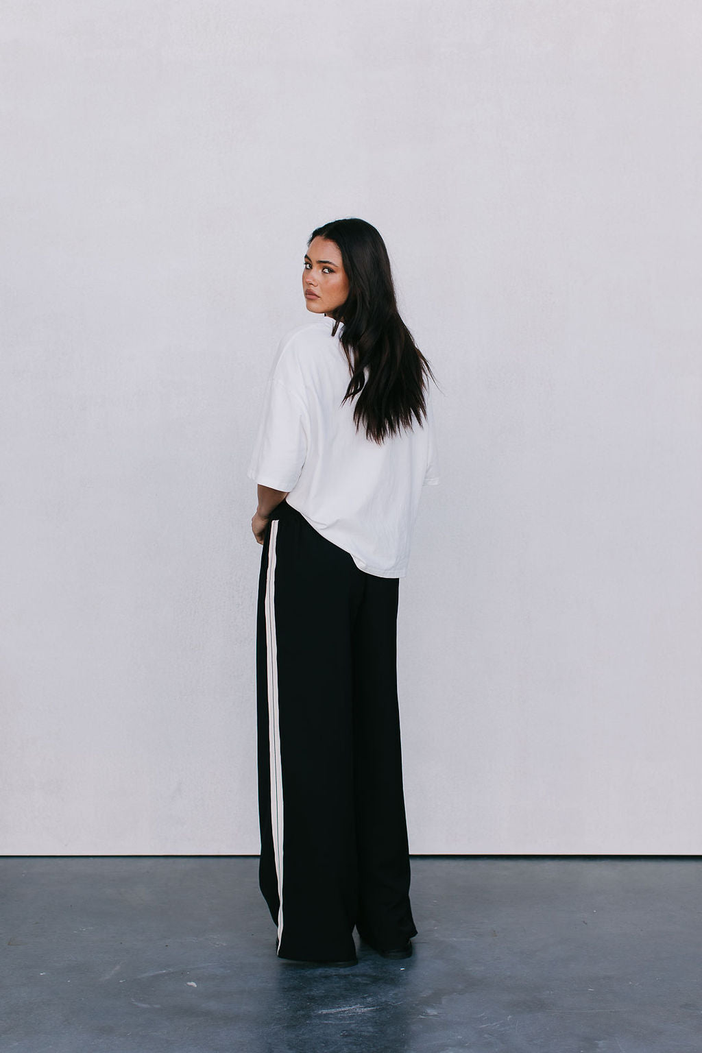 Fiah Relaxed Pants - Black/Cream Stripe