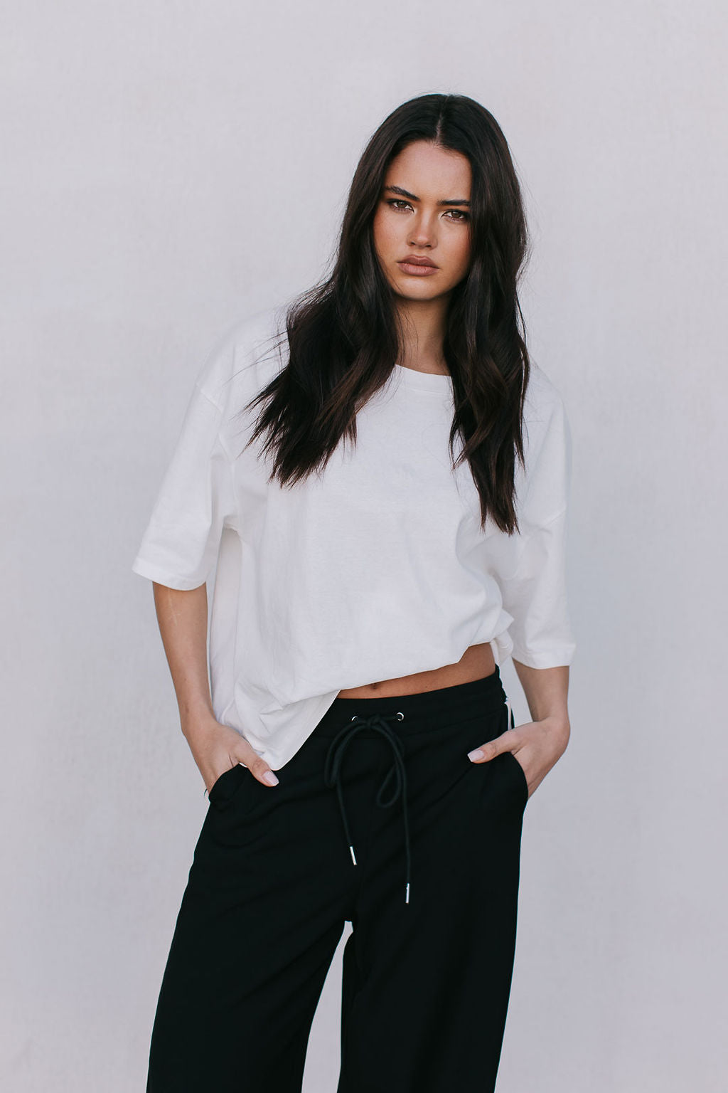 Fiah Relaxed Pants - Black/Cream Stripe