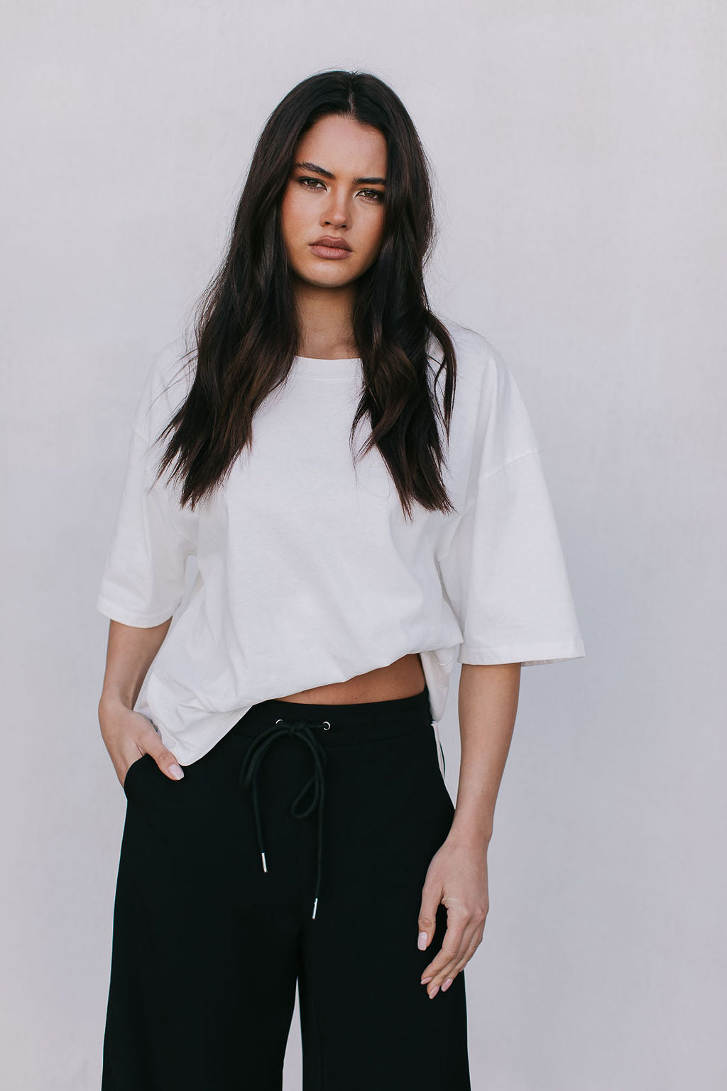 Fiah Relaxed Pants - Black/Cream Stripe