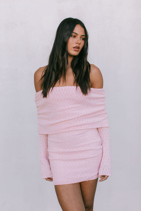 Delta Mini Dress - Baby Pink Knit