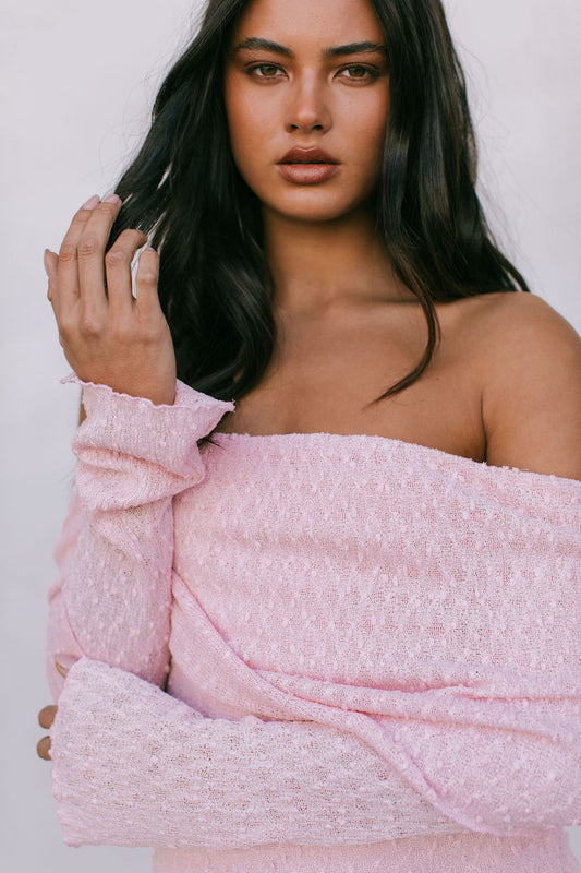 Delta Mini Dress - Baby Pink Knit