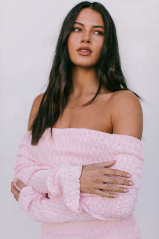 Delta Mini Dress - Baby Pink Knit