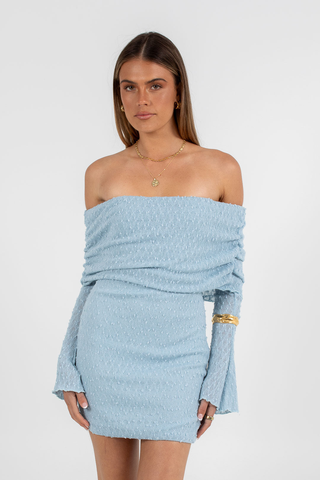 COMING SOON - Delta Mini Dress - Sky Blue Knit