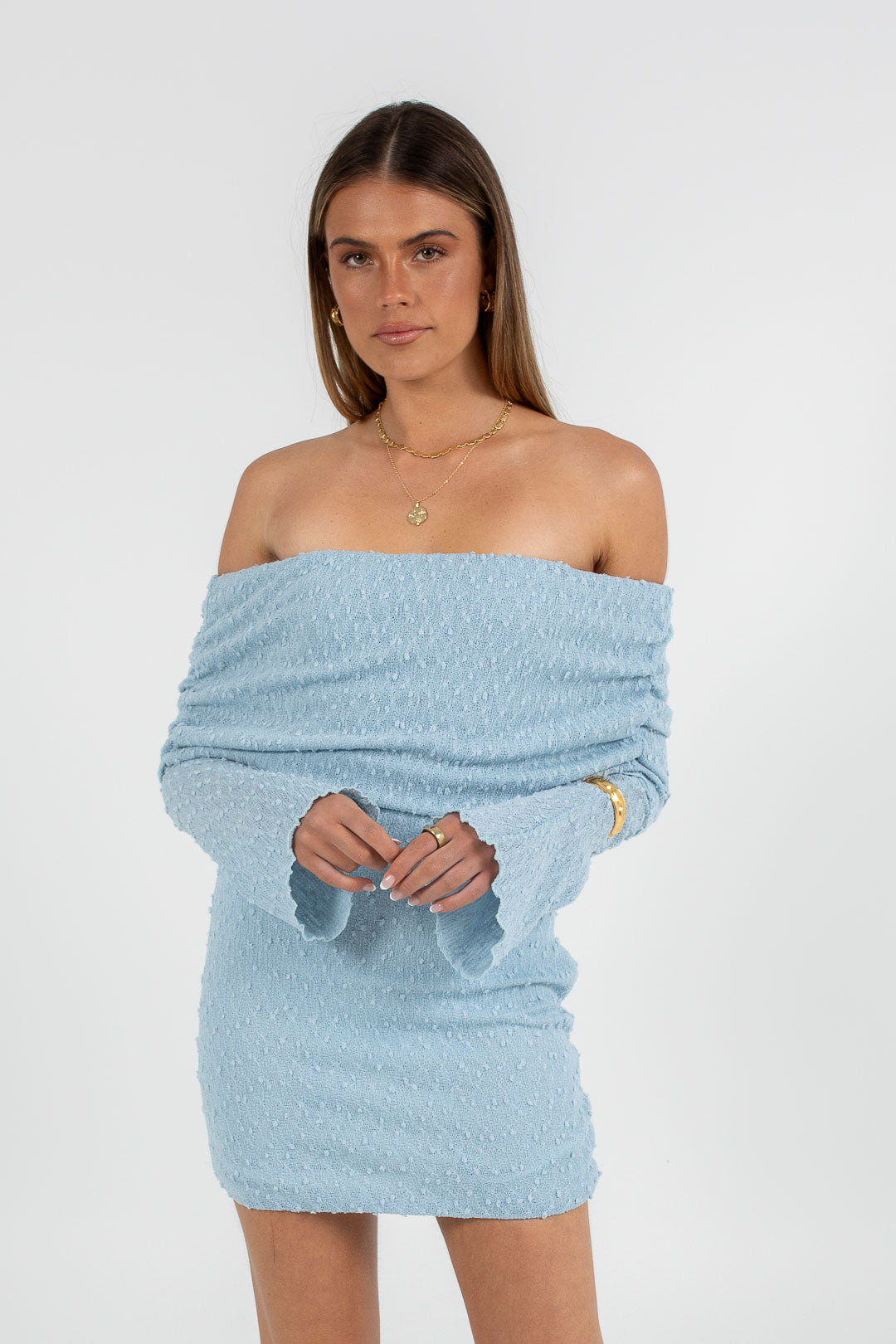 COMING SOON - Delta Mini Dress - Sky Blue Knit