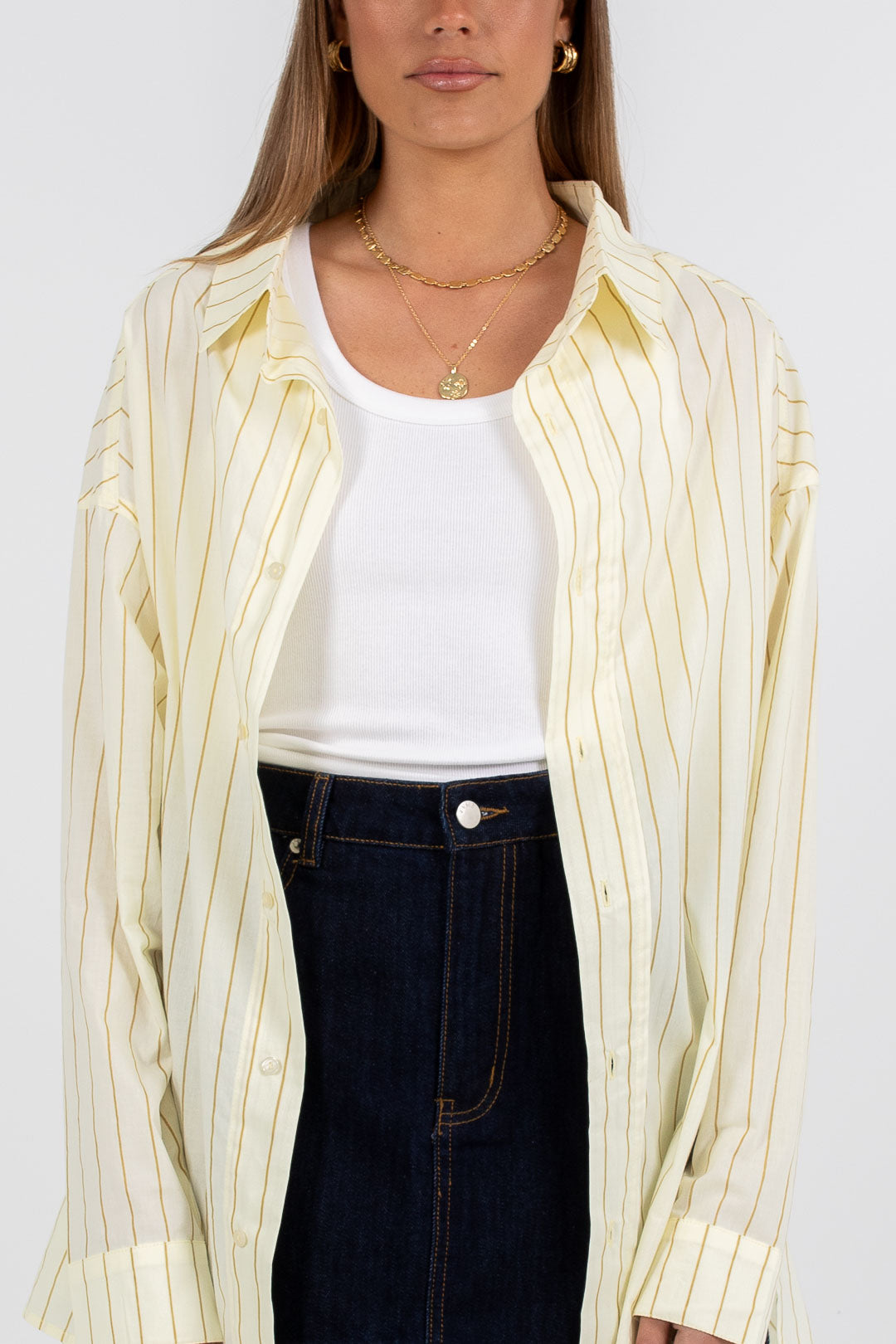 LAUNCHING 28.10 - Dilyn Shirt - Lemon/ Tan Stripe