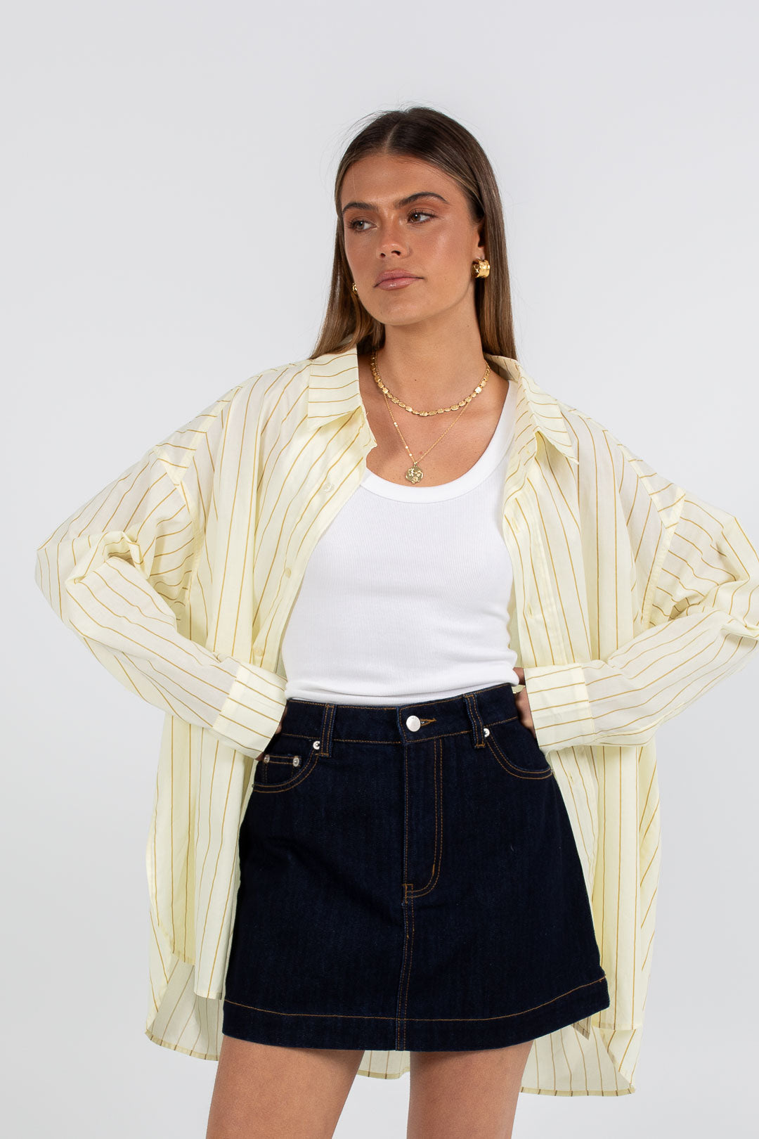 LAUNCHING 28.10 - Dilyn Shirt - Lemon/ Tan Stripe