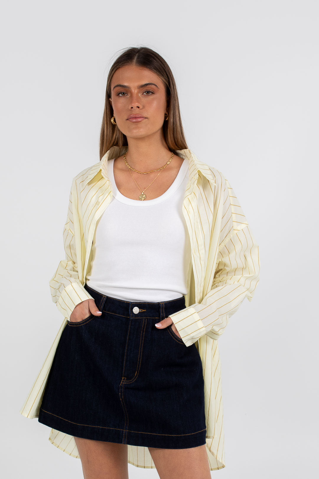 LAUNCHING 28.10 - Dilyn Shirt - Lemon/ Tan Stripe