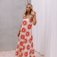 Xues Dress - Beige/Red Sun Print