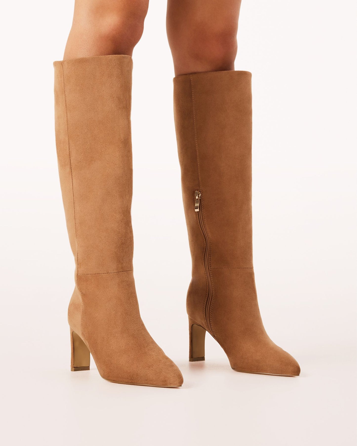 Antoinette Knee-high Boots - Tan Suede