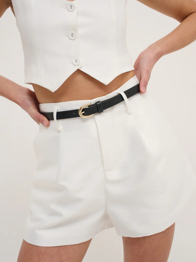 Arlowe Skinny Belt - Black/Gold
