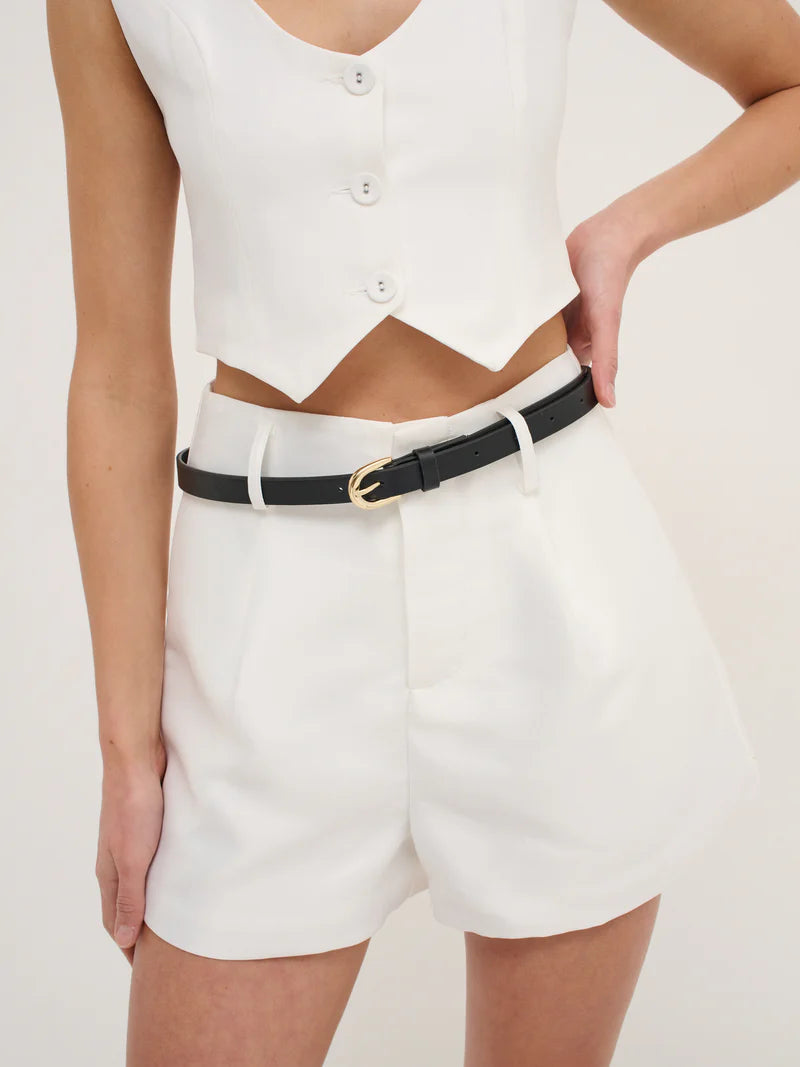 Arlowe Skinny Belt - Black/Gold