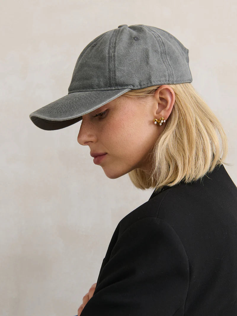 Christina Baseball Cap - Washed Charcoal Grey