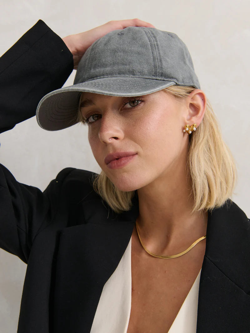 Christina Baseball Cap - Washed Charcoal Grey