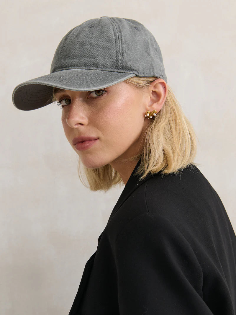 Christina Baseball Cap - Washed Charcoal Grey