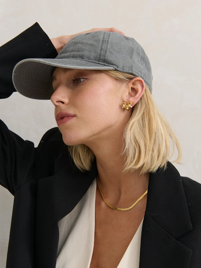 Christina Baseball Cap - Washed Charcoal Grey