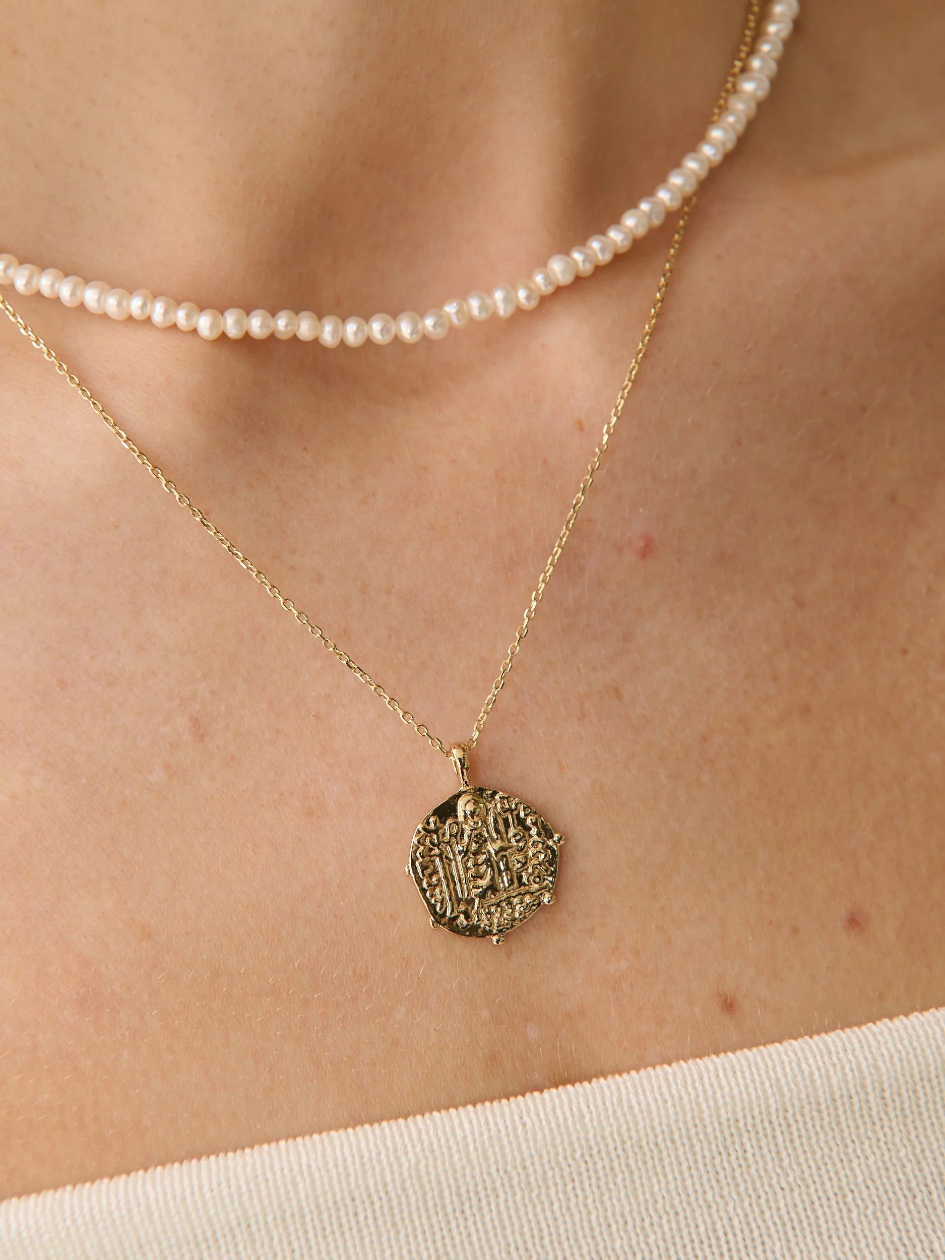 Coin Charm Necklace Gold