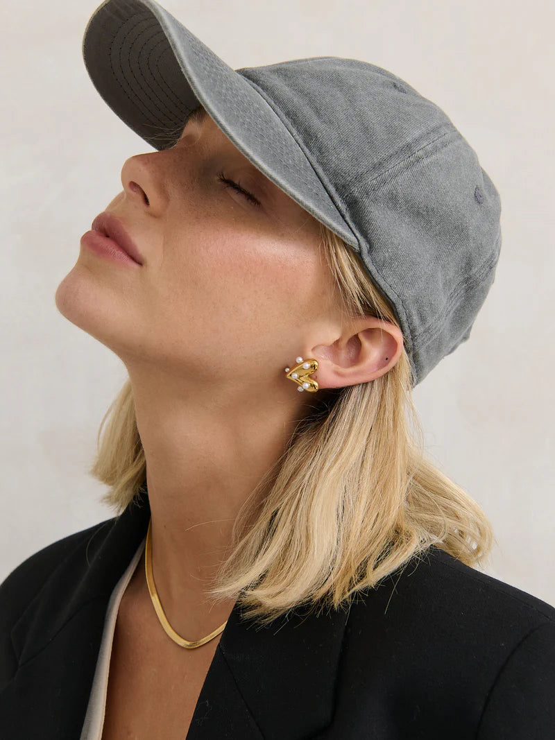 Christina Baseball Cap - Washed Charcoal Grey
