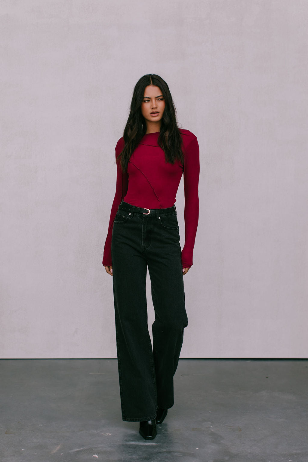 Nicka Long-sleeve Top - Burgundy