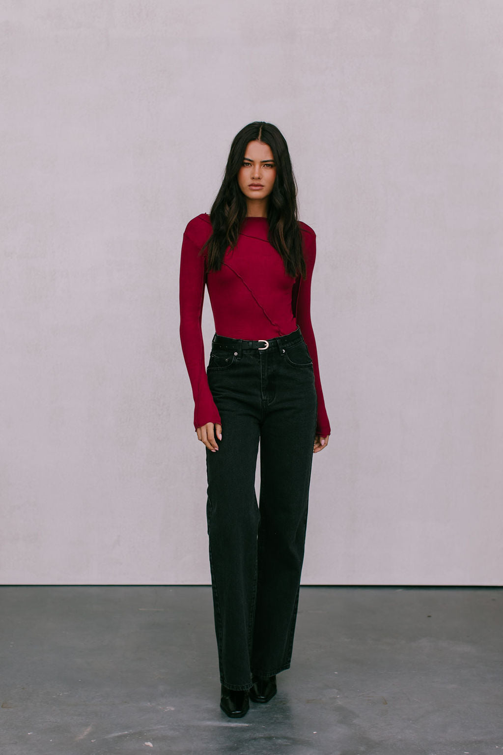 Nicka Long-sleeve Top - Burgundy
