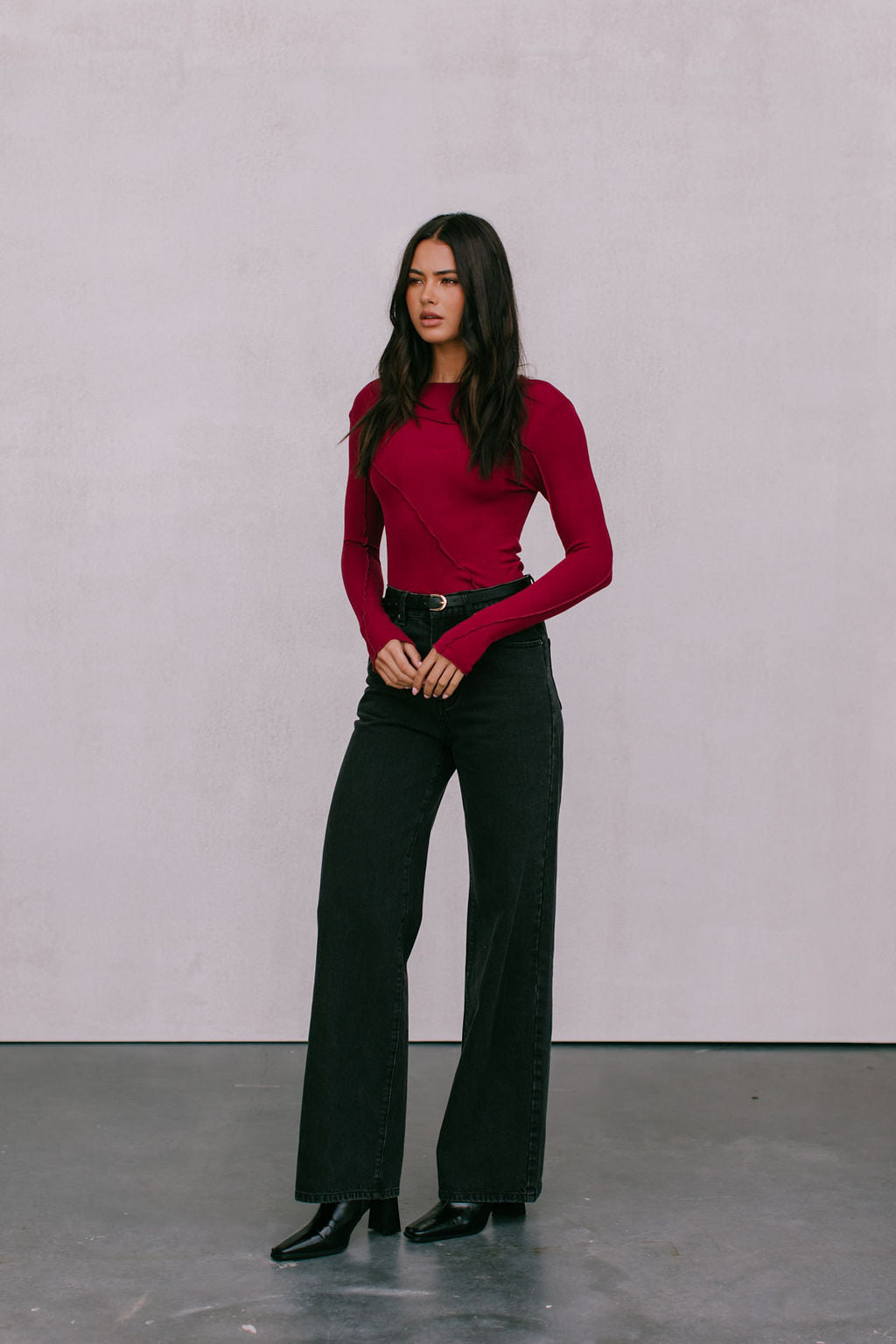 Nicka Long-sleeve Top - Burgundy