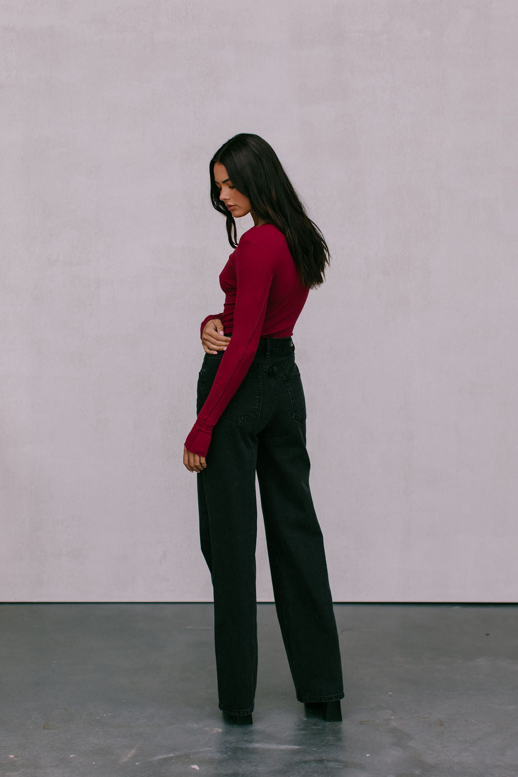 Nicka Long-sleeve Top - Burgundy