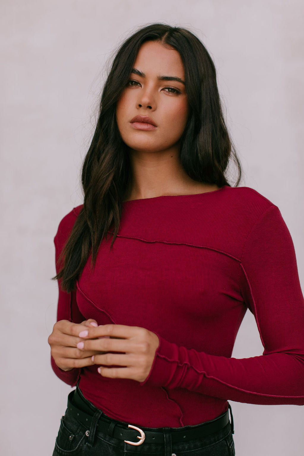 Nicka Long-sleeve Top - Burgundy