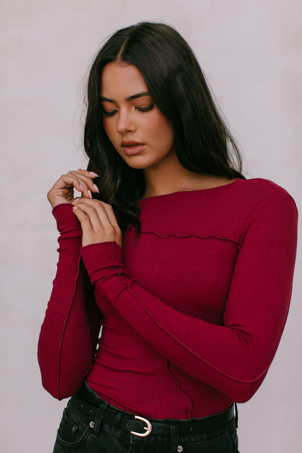 Nicka Long-sleeve Top - Burgundy