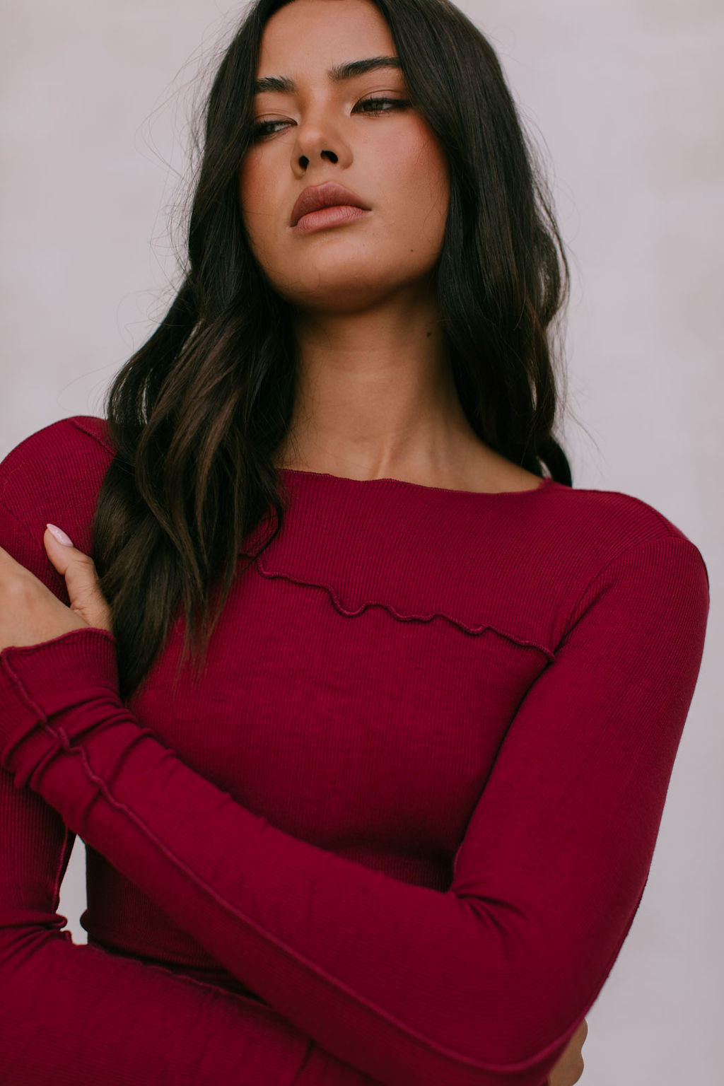 Nicka Long-sleeve Top - Burgundy