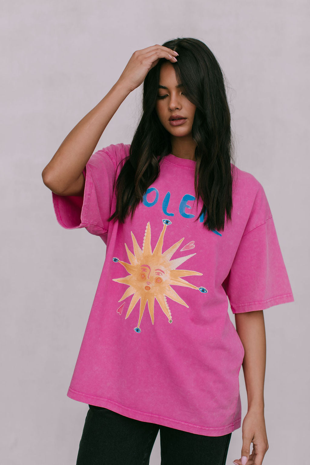 Soleil Sun Tee - Pink Acid Wash
