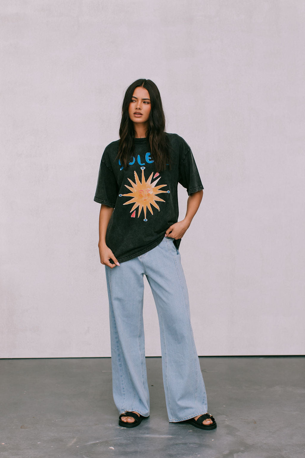 Soleil Sun Tee - Black Acid Wash